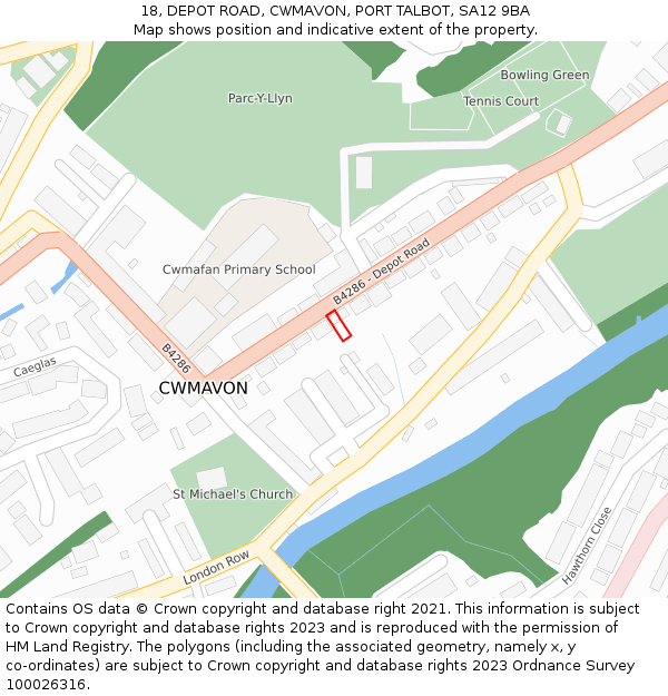 18, DEPOT ROAD, CWMAVON, PORT TALBOT, SA12 9BA: Location map and indicative extent of plot