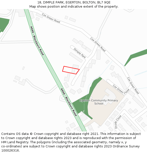 18, DIMPLE PARK, EGERTON, BOLTON, BL7 9QE: Location map and indicative extent of plot