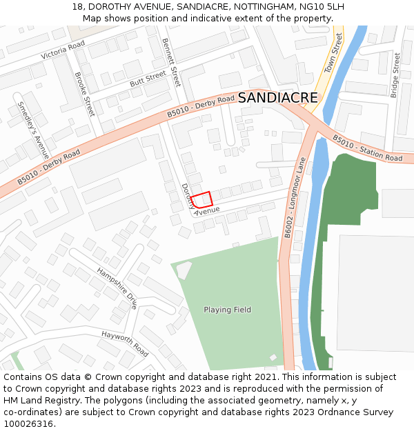 18, DOROTHY AVENUE, SANDIACRE, NOTTINGHAM, NG10 5LH: Location map and indicative extent of plot