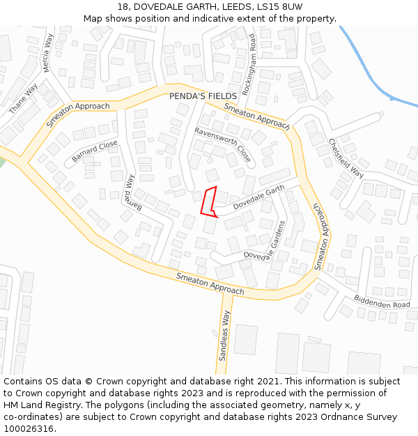 18, DOVEDALE GARTH, LEEDS, LS15 8UW: Location map and indicative extent of plot