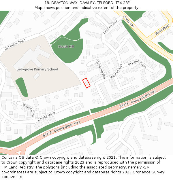 18, DRAYTON WAY, DAWLEY, TELFORD, TF4 2RF: Location map and indicative extent of plot