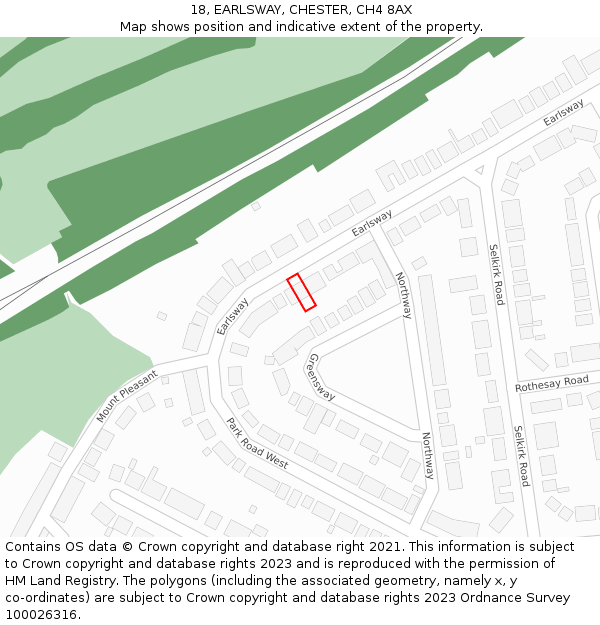 18, EARLSWAY, CHESTER, CH4 8AX: Location map and indicative extent of plot