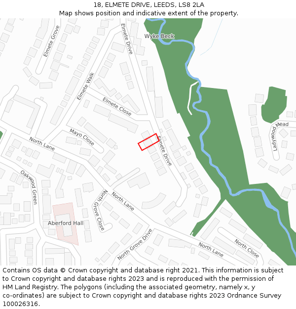 18, ELMETE DRIVE, LEEDS, LS8 2LA: Location map and indicative extent of plot