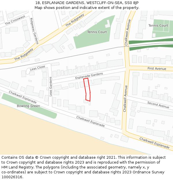 18, ESPLANADE GARDENS, WESTCLIFF-ON-SEA, SS0 8JP: Location map and indicative extent of plot