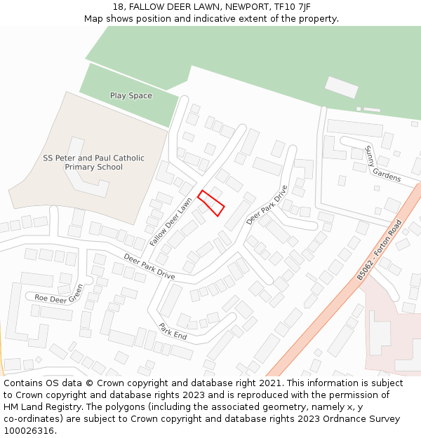 18, FALLOW DEER LAWN, NEWPORT, TF10 7JF: Location map and indicative extent of plot