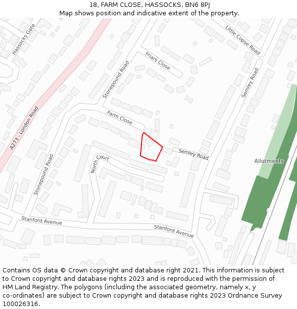 18, FARM CLOSE, HASSOCKS, BN6 8PJ: Location map and indicative extent of plot