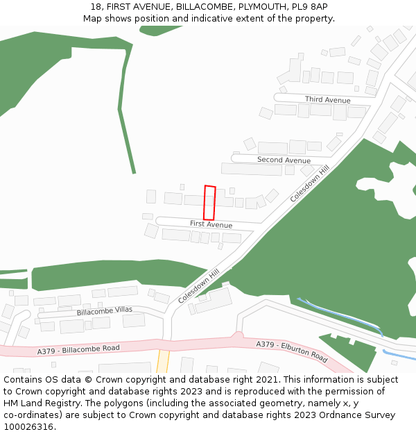 18, FIRST AVENUE, BILLACOMBE, PLYMOUTH, PL9 8AP: Location map and indicative extent of plot