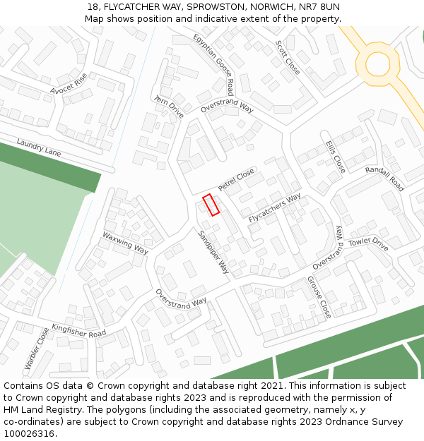 18, FLYCATCHER WAY, SPROWSTON, NORWICH, NR7 8UN: Location map and indicative extent of plot