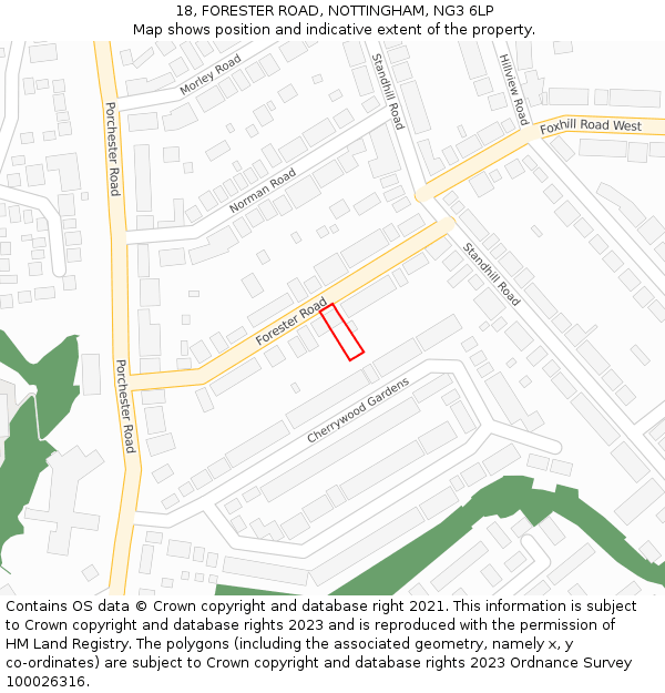 18, FORESTER ROAD, NOTTINGHAM, NG3 6LP: Location map and indicative extent of plot