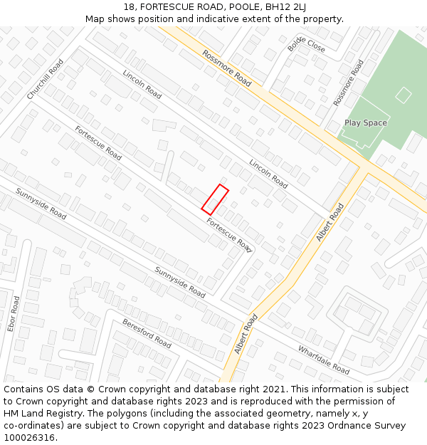 18, FORTESCUE ROAD, POOLE, BH12 2LJ: Location map and indicative extent of plot