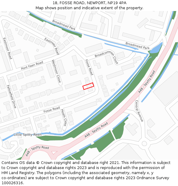 18, FOSSE ROAD, NEWPORT, NP19 4PA: Location map and indicative extent of plot