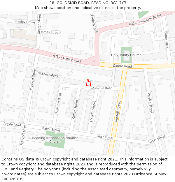 18, GOLDSMID ROAD, READING, RG1 7YB: Location map and indicative extent of plot