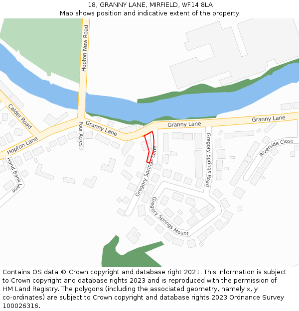 18, GRANNY LANE, MIRFIELD, WF14 8LA: Location map and indicative extent of plot