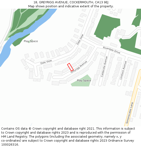 18, GREYRIGG AVENUE, COCKERMOUTH, CA13 9EJ: Location map and indicative extent of plot