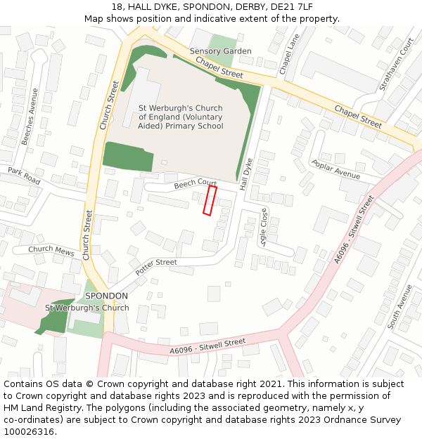 18, HALL DYKE, SPONDON, DERBY, DE21 7LF: Location map and indicative extent of plot