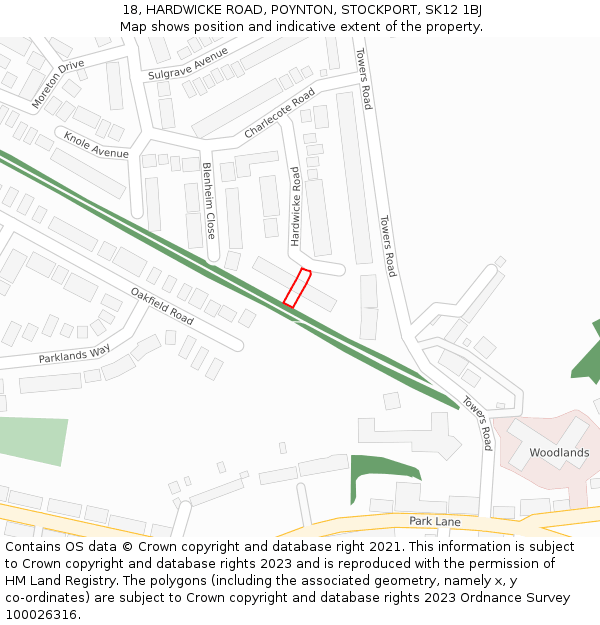 18, HARDWICKE ROAD, POYNTON, STOCKPORT, SK12 1BJ: Location map and indicative extent of plot