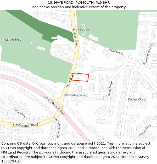 18, HAYE ROAD, PLYMOUTH, PL9 8HR: Location map and indicative extent of plot