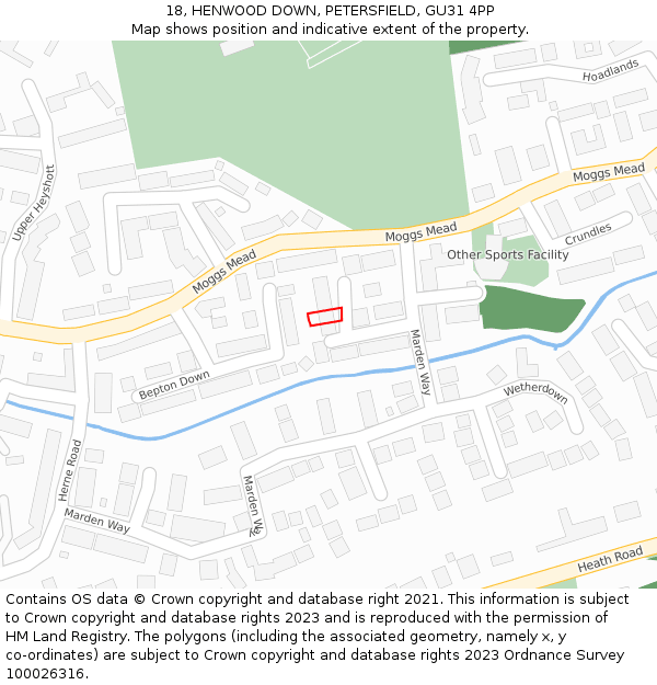 18, HENWOOD DOWN, PETERSFIELD, GU31 4PP: Location map and indicative extent of plot