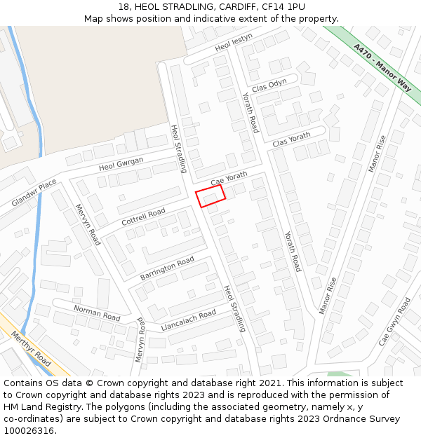18, HEOL STRADLING, CARDIFF, CF14 1PU: Location map and indicative extent of plot