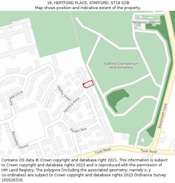 18, HERTFORD PLACE, STAFFORD, ST18 0ZB: Location map and indicative extent of plot