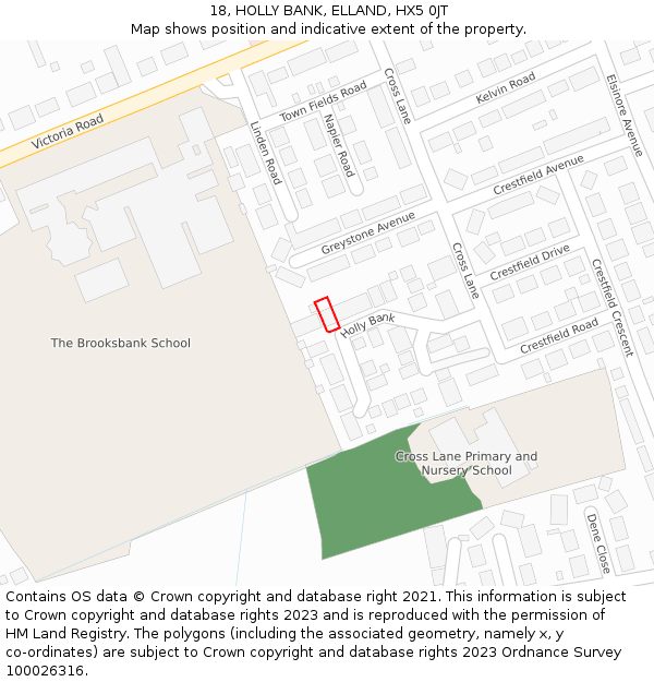 18, HOLLY BANK, ELLAND, HX5 0JT: Location map and indicative extent of plot