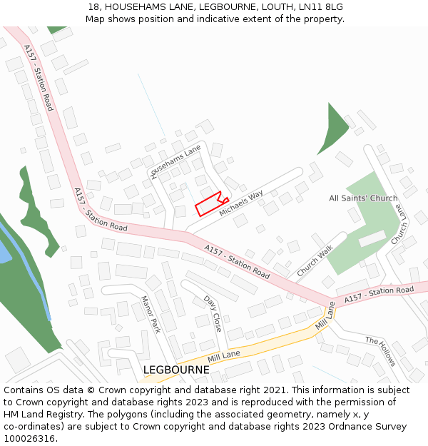 18, HOUSEHAMS LANE, LEGBOURNE, LOUTH, LN11 8LG: Location map and indicative extent of plot