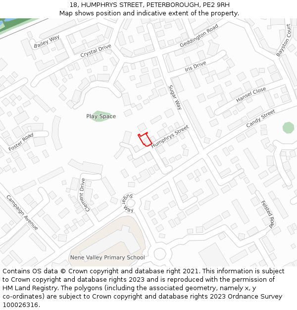 18, HUMPHRYS STREET, PETERBOROUGH, PE2 9RH: Location map and indicative extent of plot