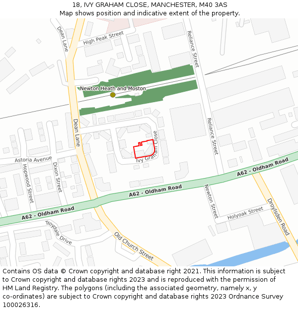 18, IVY GRAHAM CLOSE, MANCHESTER, M40 3AS: Location map and indicative extent of plot