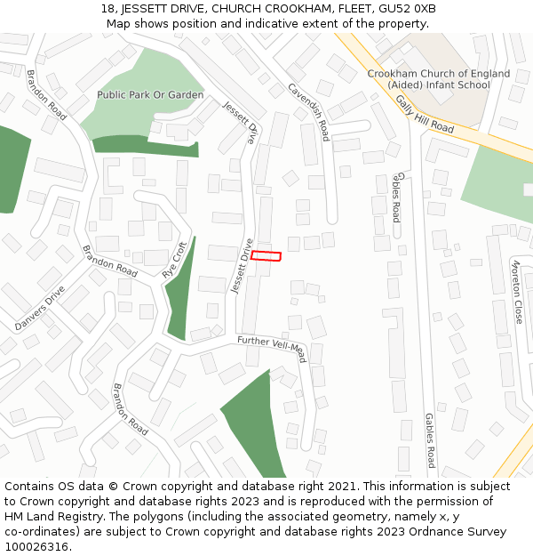 18, JESSETT DRIVE, CHURCH CROOKHAM, FLEET, GU52 0XB: Location map and indicative extent of plot