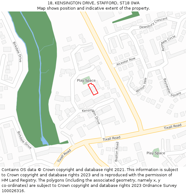 18, KENSINGTON DRIVE, STAFFORD, ST18 0WA: Location map and indicative extent of plot