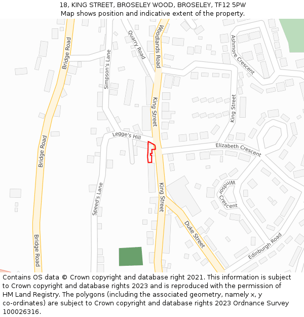 18, KING STREET, BROSELEY WOOD, BROSELEY, TF12 5PW: Location map and indicative extent of plot