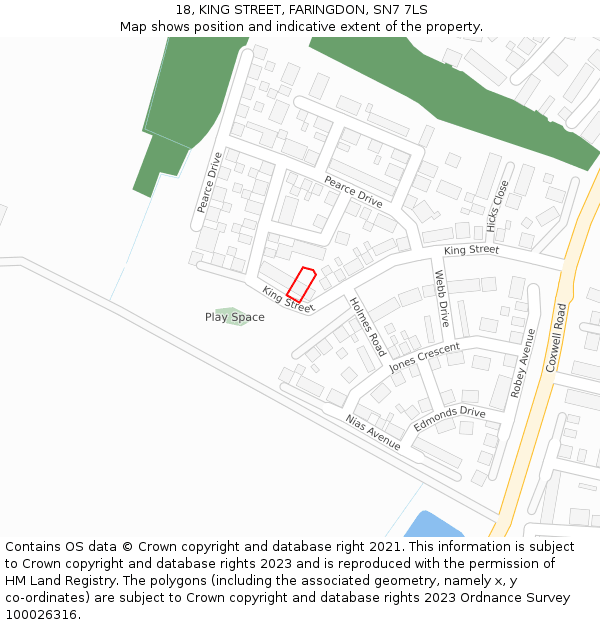 18, KING STREET, FARINGDON, SN7 7LS: Location map and indicative extent of plot