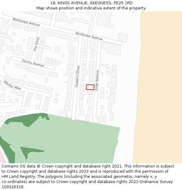 18, KINGS AVENUE, SKEGNESS, PE25 1RD: Location map and indicative extent of plot