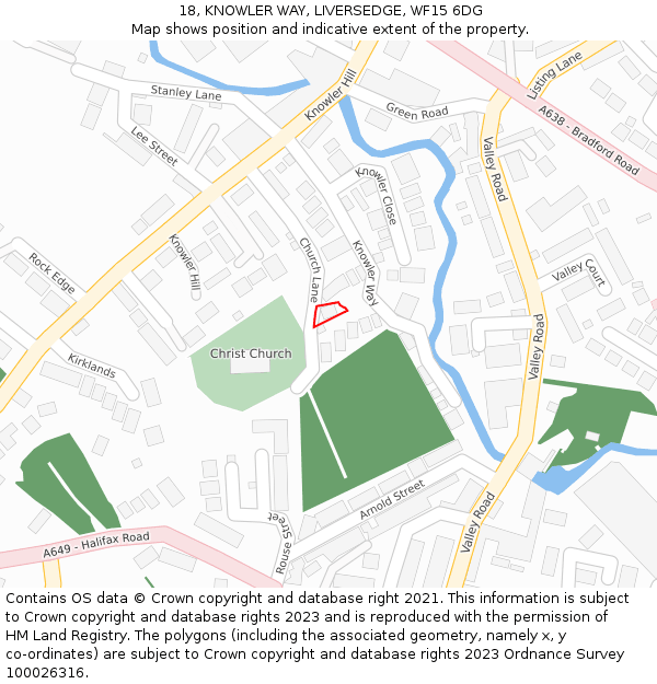 18, KNOWLER WAY, LIVERSEDGE, WF15 6DG: Location map and indicative extent of plot