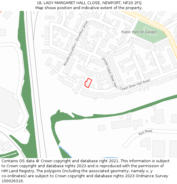 18, LADY MARGARET HALL CLOSE, NEWPORT, NP20 2FQ: Location map and indicative extent of plot
