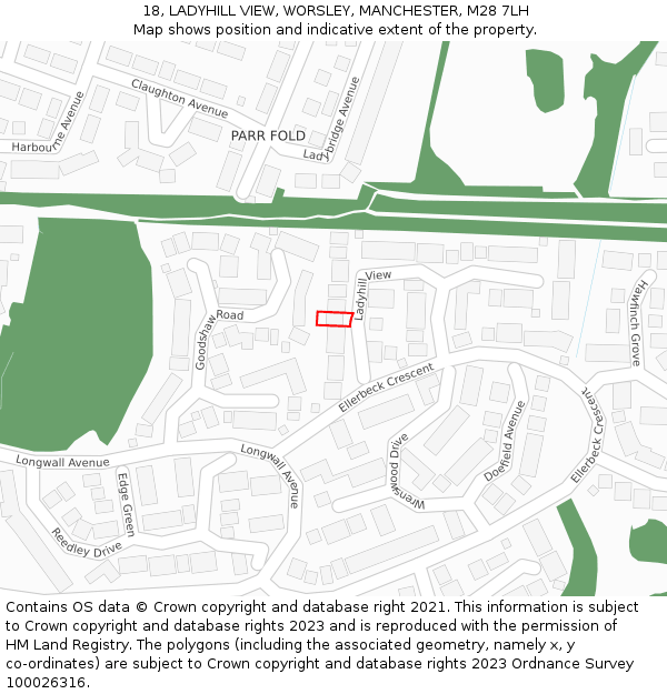 18, LADYHILL VIEW, WORSLEY, MANCHESTER, M28 7LH: Location map and indicative extent of plot