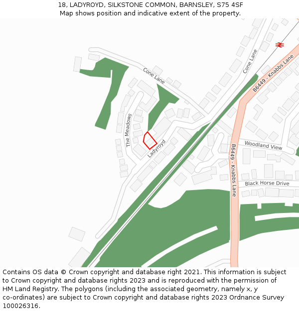18, LADYROYD, SILKSTONE COMMON, BARNSLEY, S75 4SF: Location map and indicative extent of plot