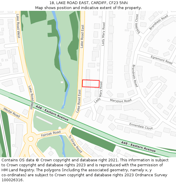 18, LAKE ROAD EAST, CARDIFF, CF23 5NN: Location map and indicative extent of plot