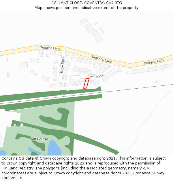 18, LANT CLOSE, COVENTRY, CV4 9TG: Location map and indicative extent of plot