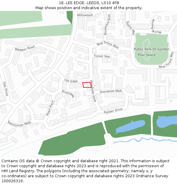 18, LEE EDGE, LEEDS, LS10 4FB: Location map and indicative extent of plot