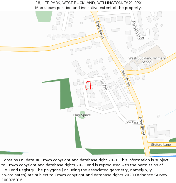 18, LEE PARK, WEST BUCKLAND, WELLINGTON, TA21 9PX: Location map and indicative extent of plot