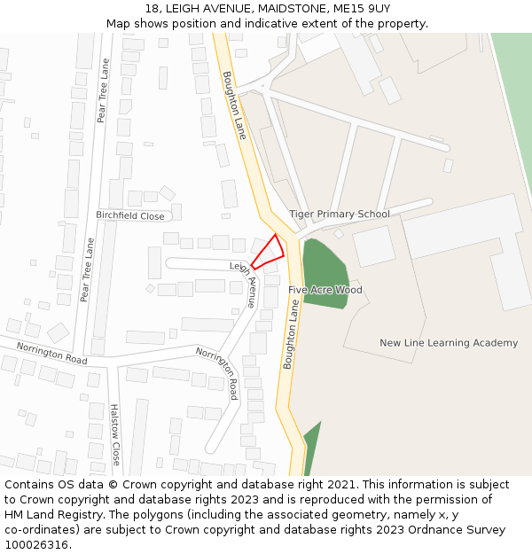 18, LEIGH AVENUE, MAIDSTONE, ME15 9UY: Location map and indicative extent of plot