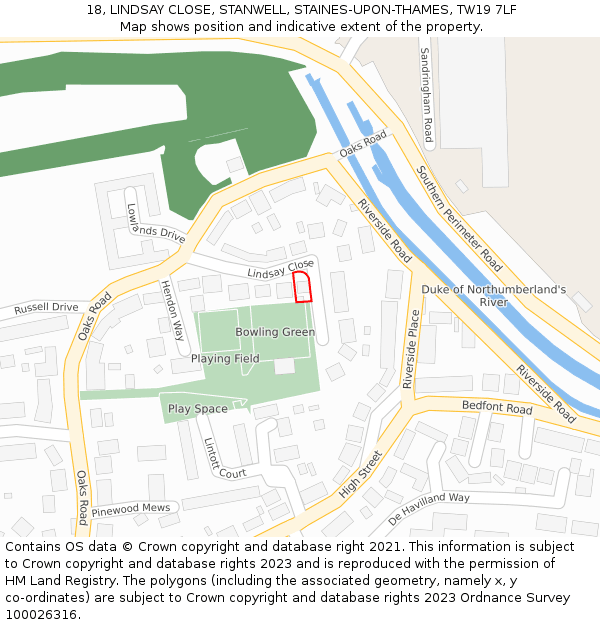 18, LINDSAY CLOSE, STANWELL, STAINES-UPON-THAMES, TW19 7LF: Location map and indicative extent of plot