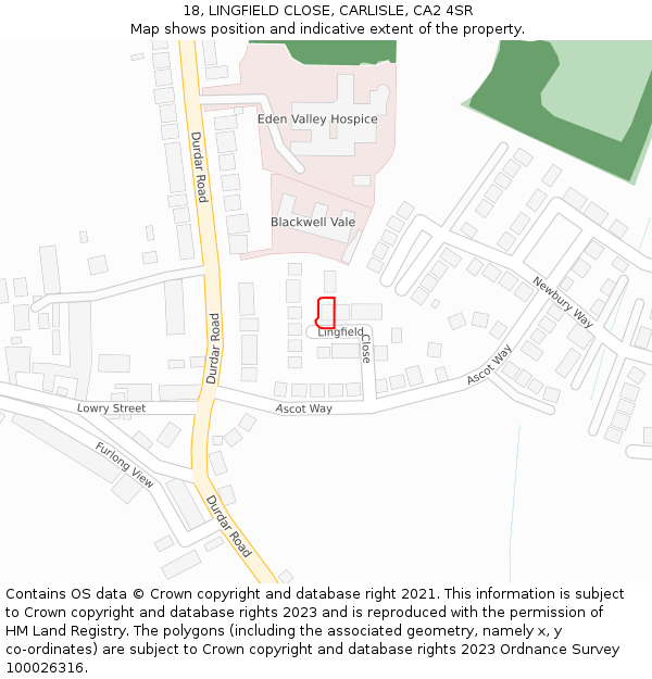 18, LINGFIELD CLOSE, CARLISLE, CA2 4SR: Location map and indicative extent of plot