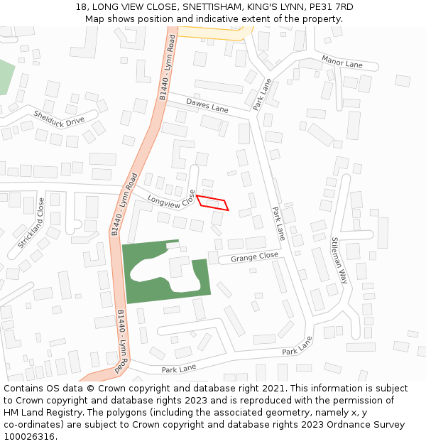 18, LONG VIEW CLOSE, SNETTISHAM, KING'S LYNN, PE31 7RD: Location map and indicative extent of plot