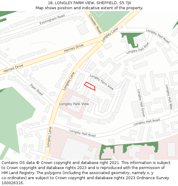 18, LONGLEY FARM VIEW, SHEFFIELD, S5 7JX: Location map and indicative extent of plot