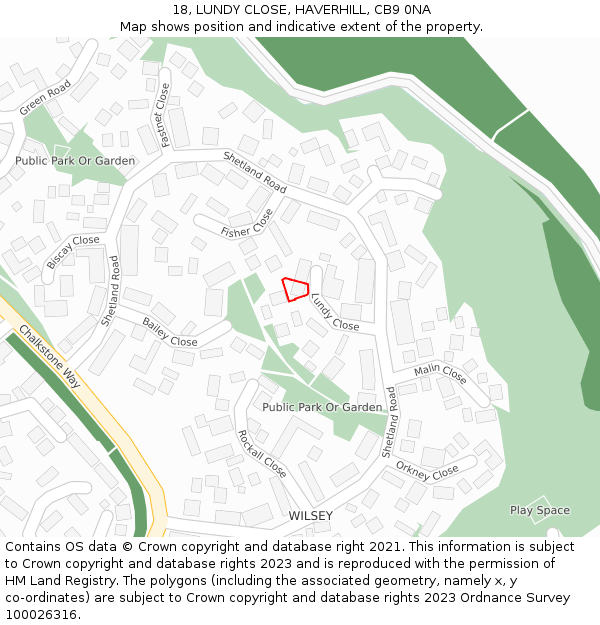 18, LUNDY CLOSE, HAVERHILL, CB9 0NA: Location map and indicative extent of plot