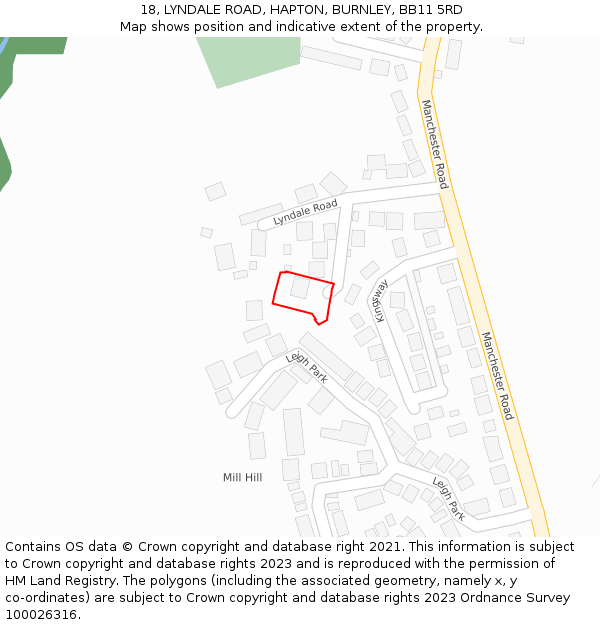 18, LYNDALE ROAD, HAPTON, BURNLEY, BB11 5RD: Location map and indicative extent of plot