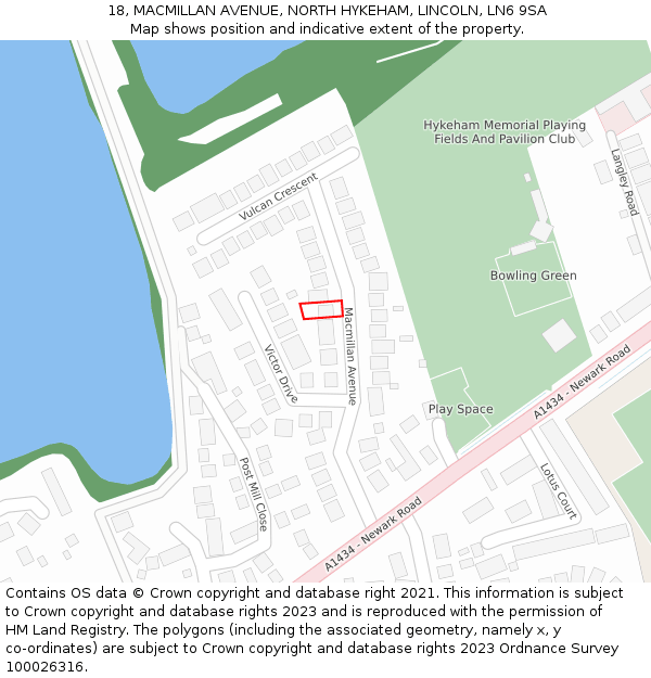 18, MACMILLAN AVENUE, NORTH HYKEHAM, LINCOLN, LN6 9SA: Location map and indicative extent of plot