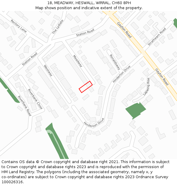 18, MEADWAY, HESWALL, WIRRAL, CH60 8PH: Location map and indicative extent of plot